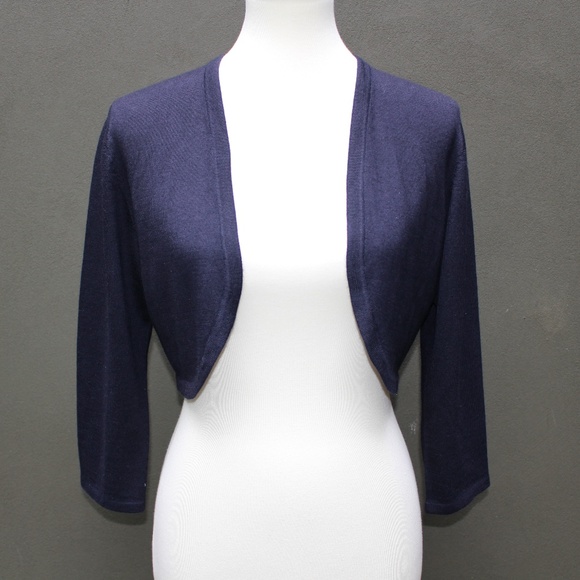 Oscar de la Renta Sweaters - Oscar de la Renta navy cropped cardi